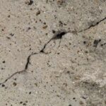 A crack in a concrete foundation