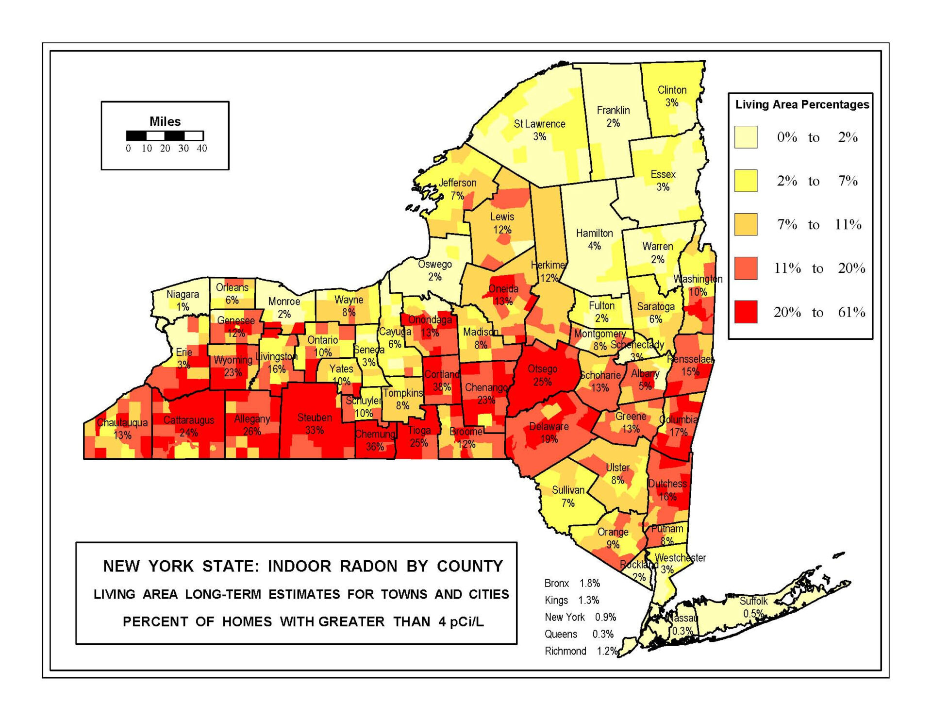 New York Radon Levels Map